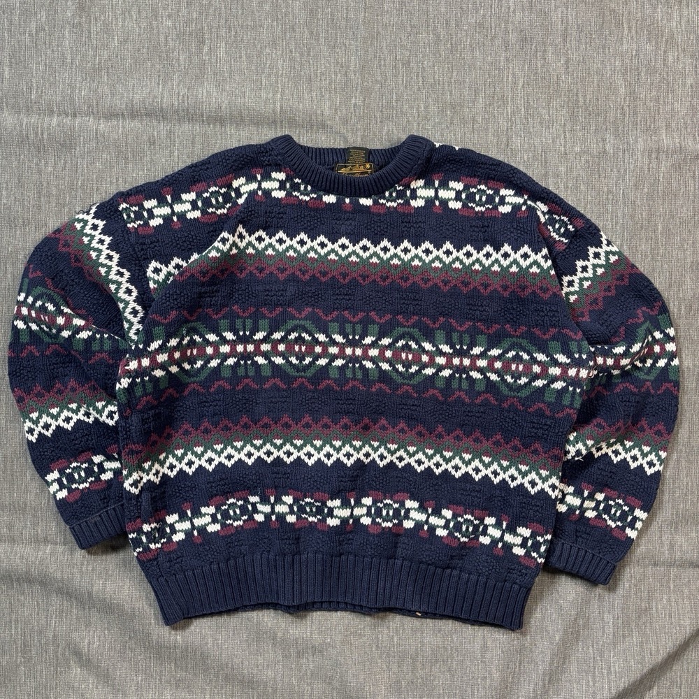 Navy Blue Vintage Eddie Bauer Knit Sweatshirt - XL